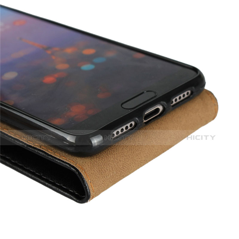 Funda de Cuero Cartera con Soporte L01 para Huawei P20 Negro