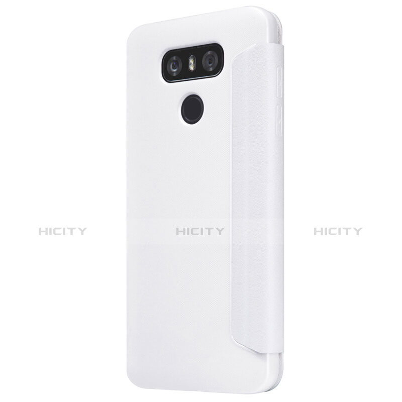 Funda de Cuero Cartera con Soporte L01 para LG G6 Blanco