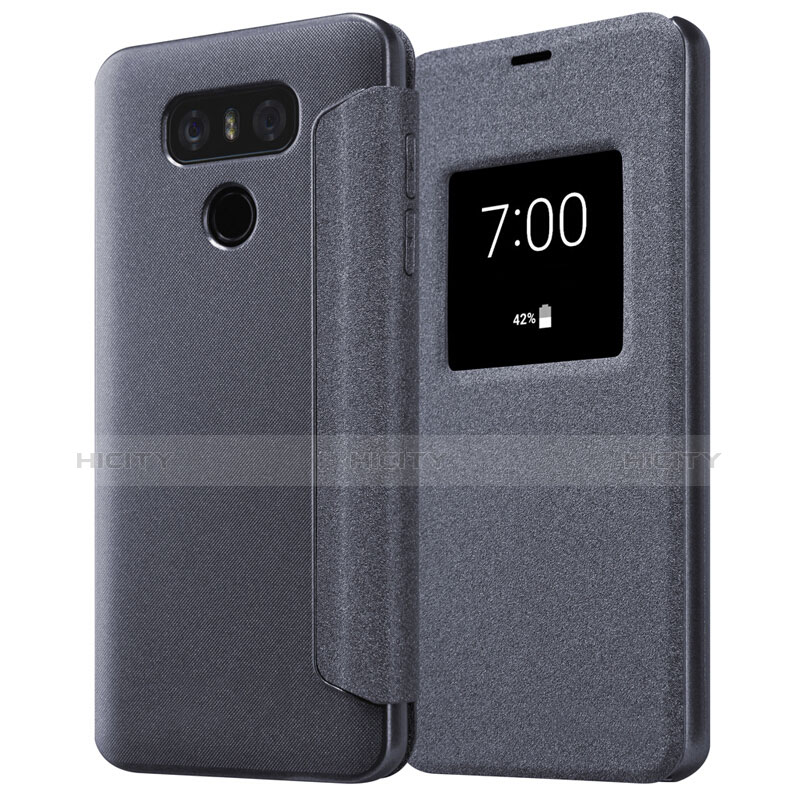 Funda de Cuero Cartera con Soporte L01 para LG G6 Negro