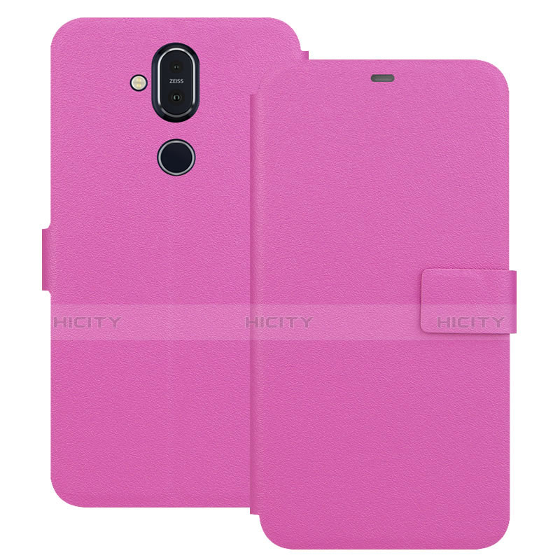 Funda de Cuero Cartera con Soporte L01 para Nokia 7.1 Plus Rosa