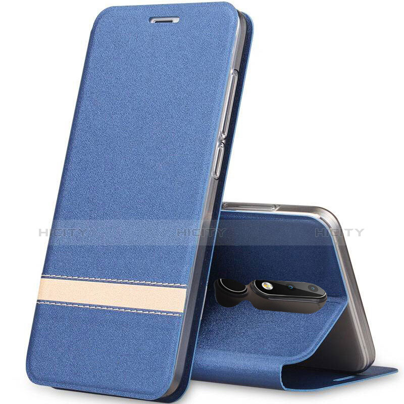 Funda de Cuero Cartera con Soporte L01 para Nokia X5 Azul