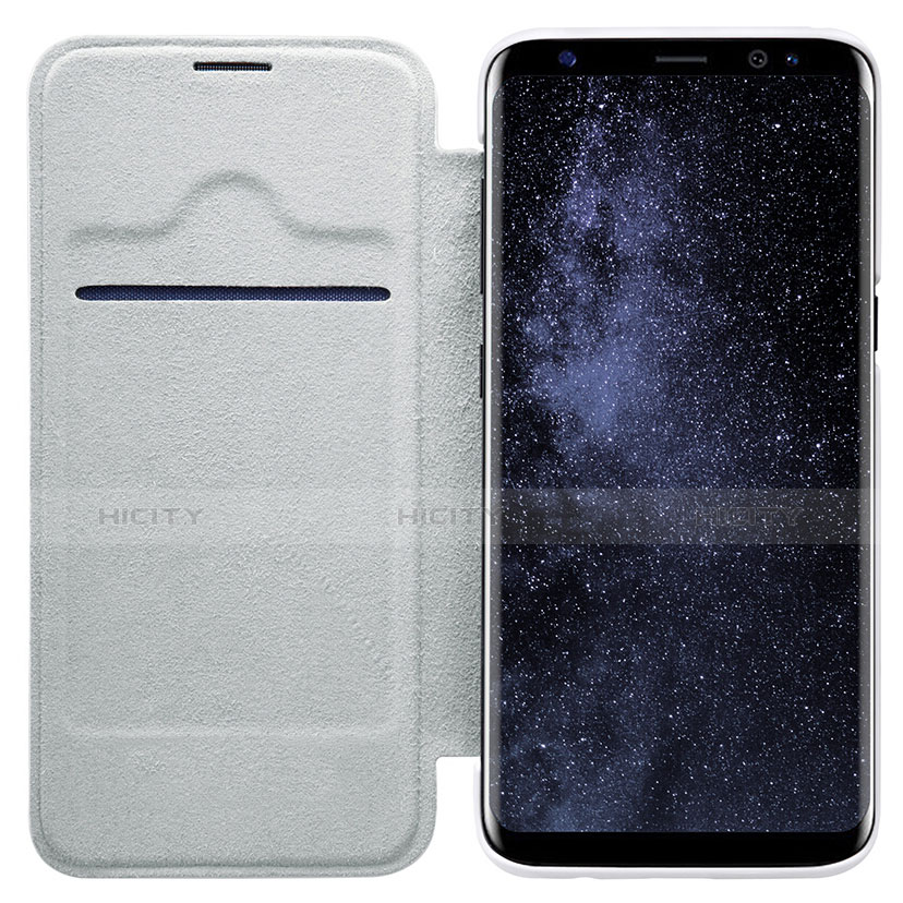 Funda de Cuero Cartera con Soporte L01 para Samsung Galaxy S8 Blanco