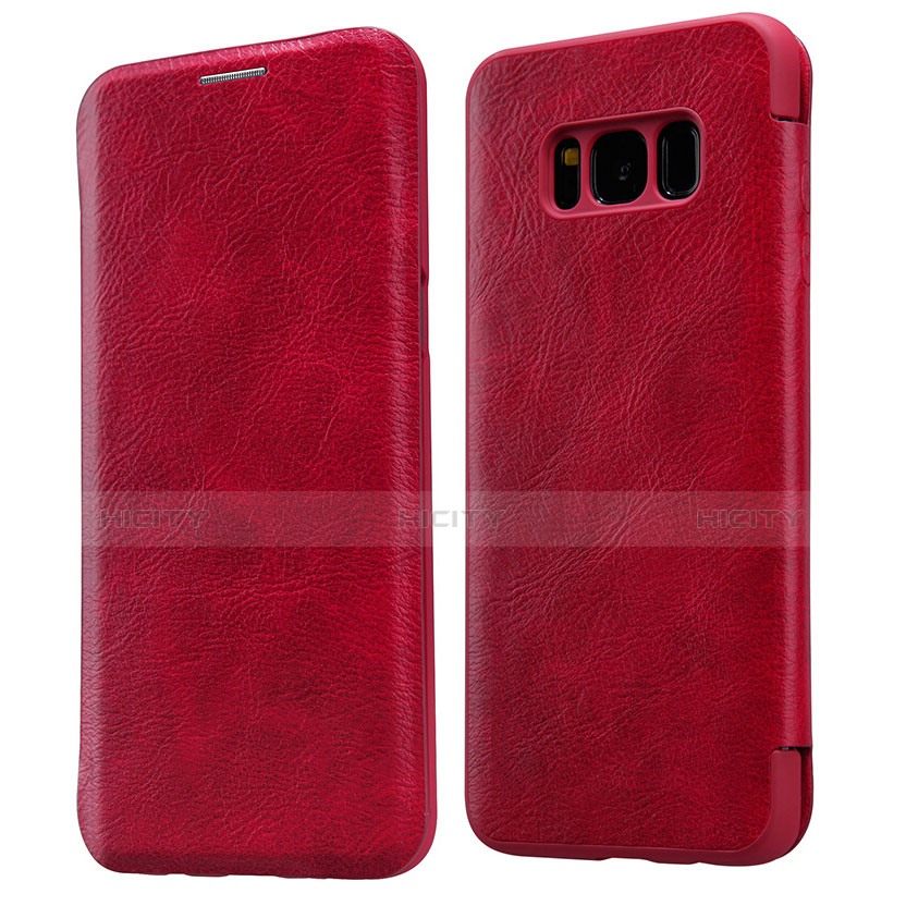 Funda de Cuero Cartera con Soporte L01 para Samsung Galaxy S8 Plus Rojo