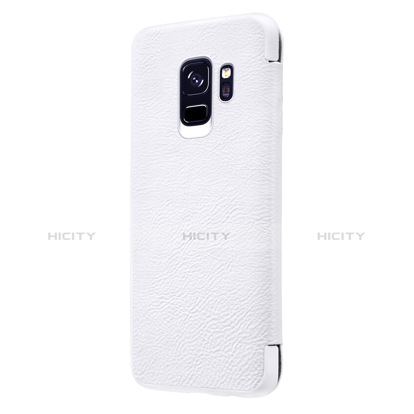 Funda de Cuero Cartera con Soporte L01 para Samsung Galaxy S9 Blanco