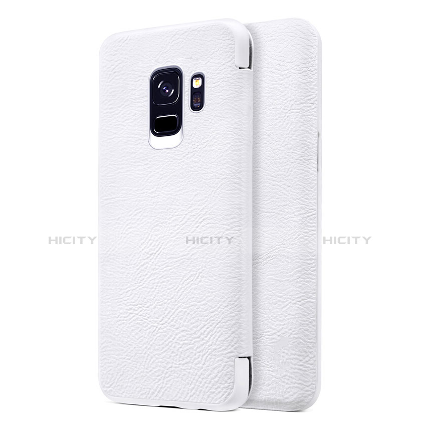 Funda de Cuero Cartera con Soporte L01 para Samsung Galaxy S9 Blanco