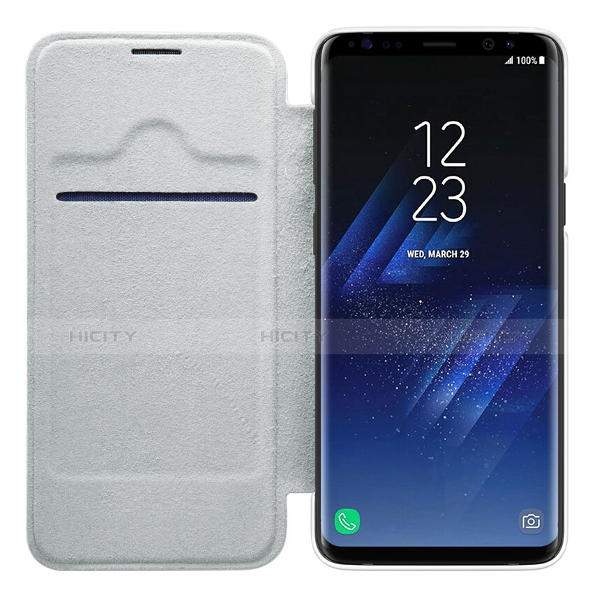 Funda de Cuero Cartera con Soporte L01 para Samsung Galaxy S9 Plus Blanco