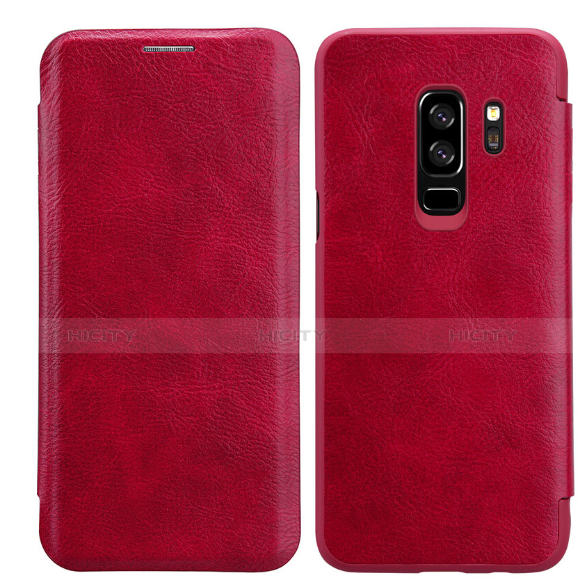 Funda de Cuero Cartera con Soporte L01 para Samsung Galaxy S9 Plus Rojo