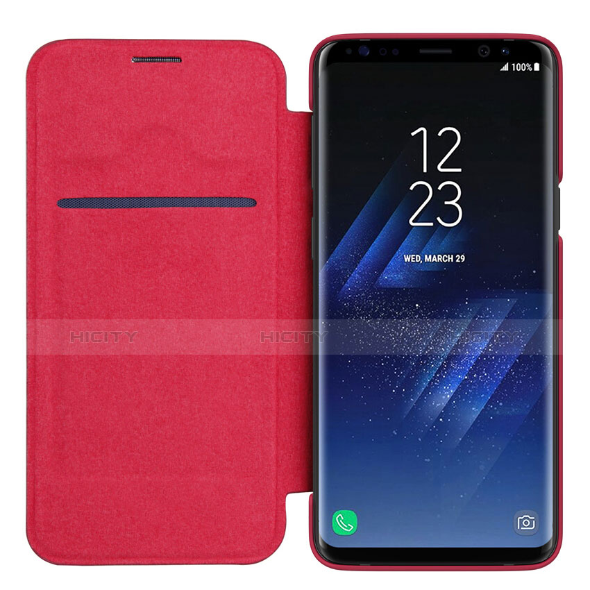 Funda de Cuero Cartera con Soporte L01 para Samsung Galaxy S9 Plus Rojo