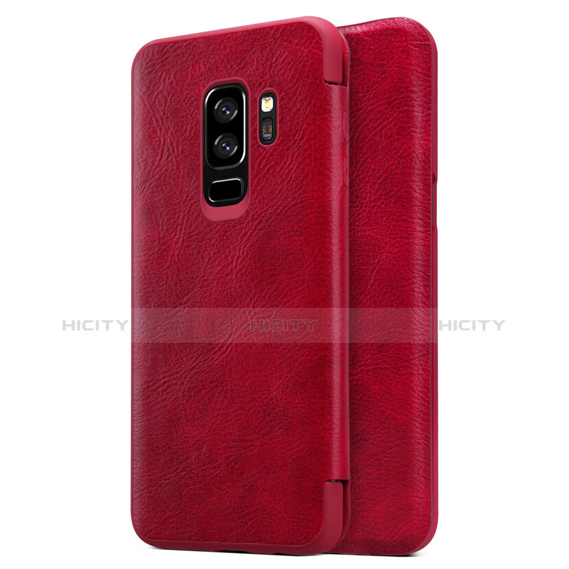 Funda de Cuero Cartera con Soporte L01 para Samsung Galaxy S9 Plus Rojo