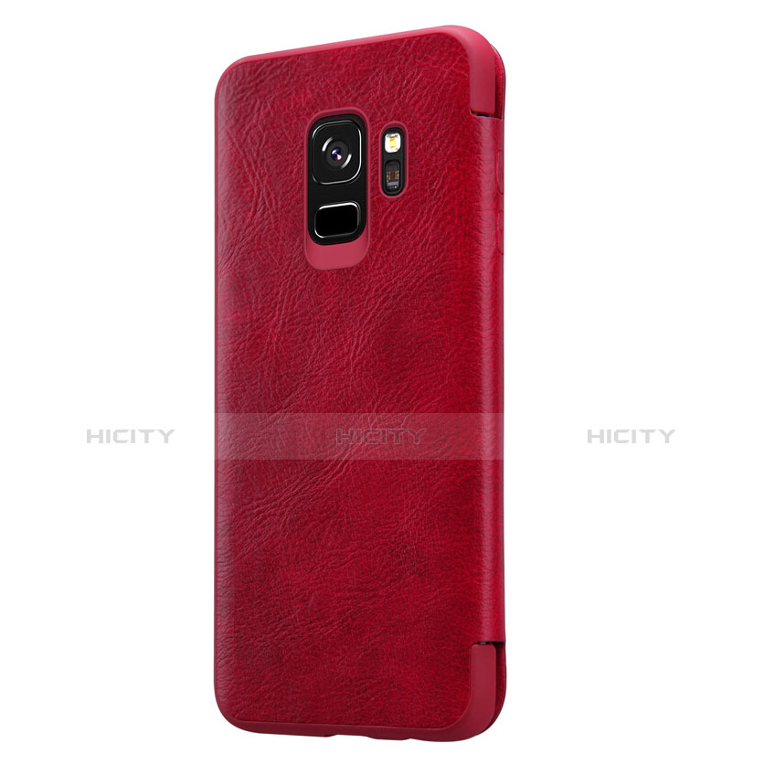 Funda de Cuero Cartera con Soporte L01 para Samsung Galaxy S9 Rojo