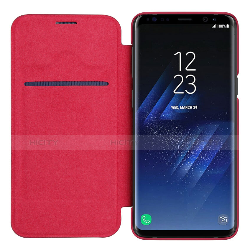 Funda de Cuero Cartera con Soporte L01 para Samsung Galaxy S9 Rojo