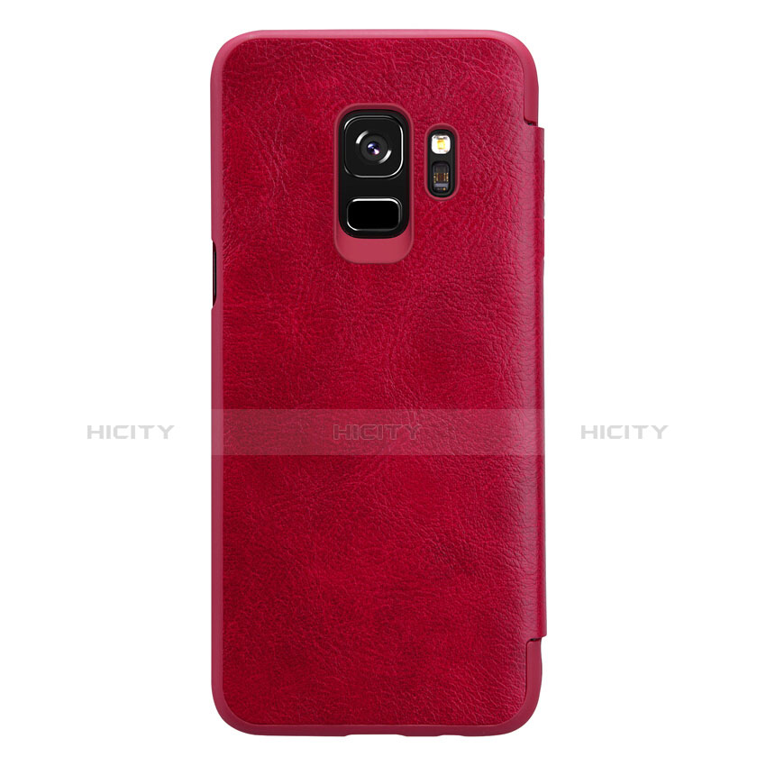 Funda de Cuero Cartera con Soporte L01 para Samsung Galaxy S9 Rojo