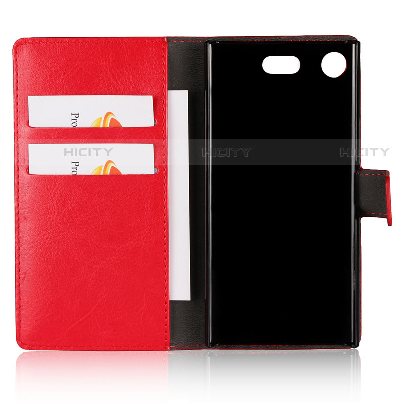 Funda de Cuero Cartera con Soporte L01 para Sony Xperia XZ1 Compact Rojo