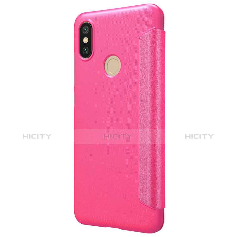 Funda de Cuero Cartera con Soporte L01 para Xiaomi Mi A2 Rosa Roja