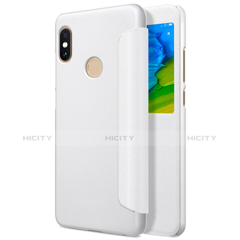 Funda de Cuero Cartera con Soporte L01 para Xiaomi Redmi Note 5 AI Dual Camera Blanco