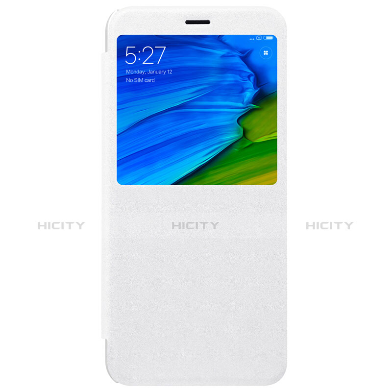 Funda de Cuero Cartera con Soporte L01 para Xiaomi Redmi Note 5 Pro Blanco