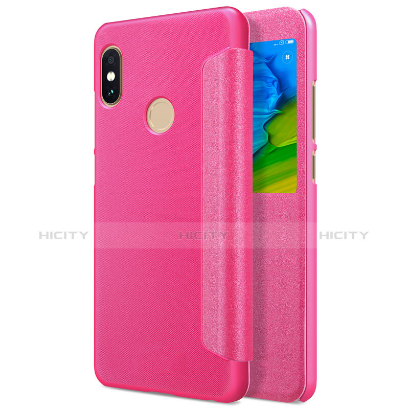 Funda de Cuero Cartera con Soporte L01 para Xiaomi Redmi Note 5 Pro Rojo