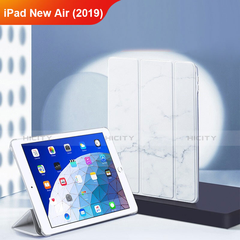 Funda de Cuero Cartera con Soporte L02 para Apple iPad New Air (2019) 10.5 Blanco