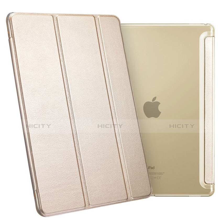 Funda de Cuero Cartera con Soporte L02 para Apple iPad Pro 12.9 Oro