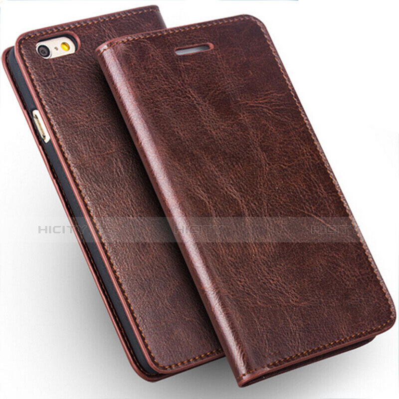 Funda de Cuero Cartera con Soporte L02 para Apple iPhone 6S Marron