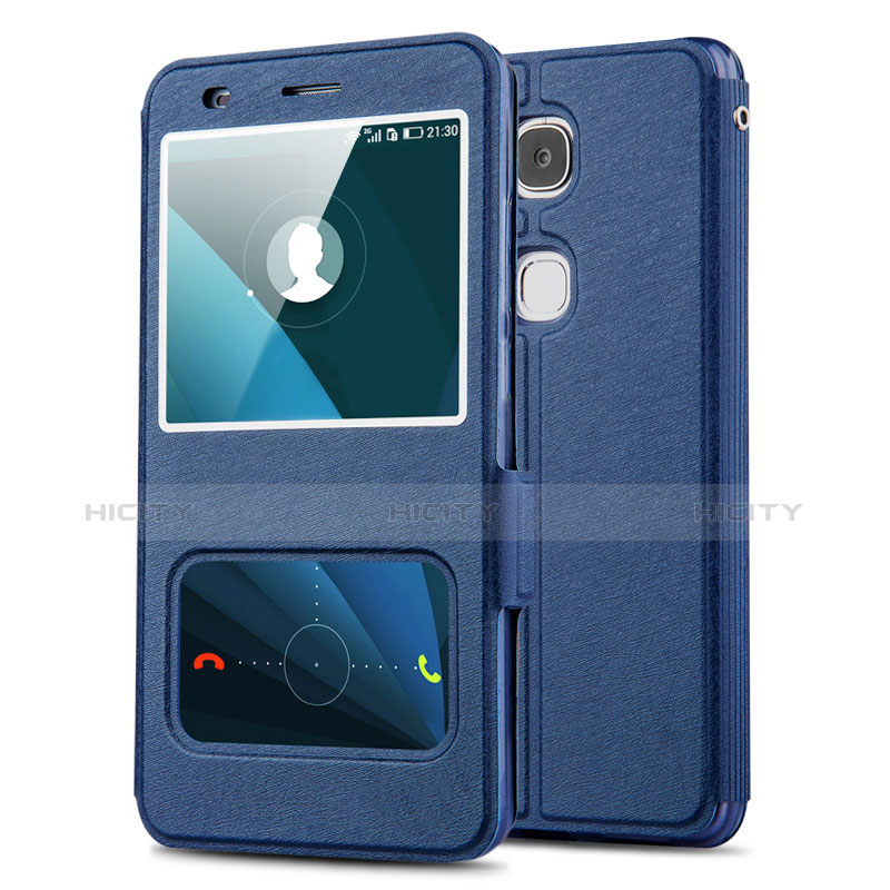 Funda de Cuero Cartera con Soporte L02 para Huawei Honor Play 5X Azul