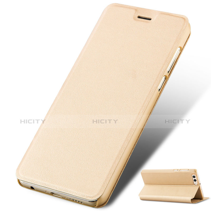 Funda de Cuero Cartera con Soporte L02 para Huawei Honor View 10 Oro