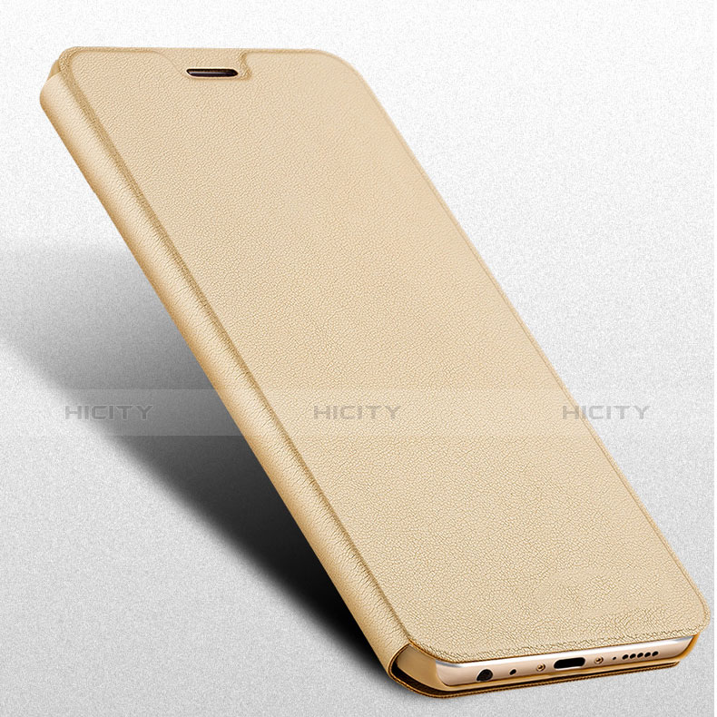 Funda de Cuero Cartera con Soporte L02 para Huawei Honor View 10 Oro