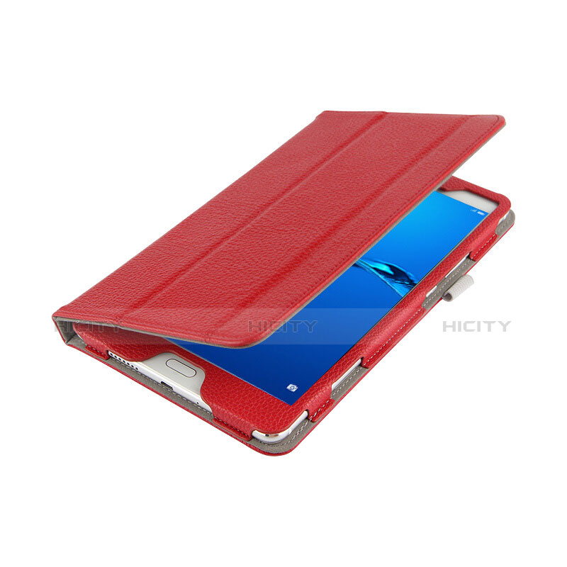 Funda de Cuero Cartera con Soporte L02 para Huawei MediaPad M3 Lite 8.0 CPN-W09 CPN-AL00 Rojo