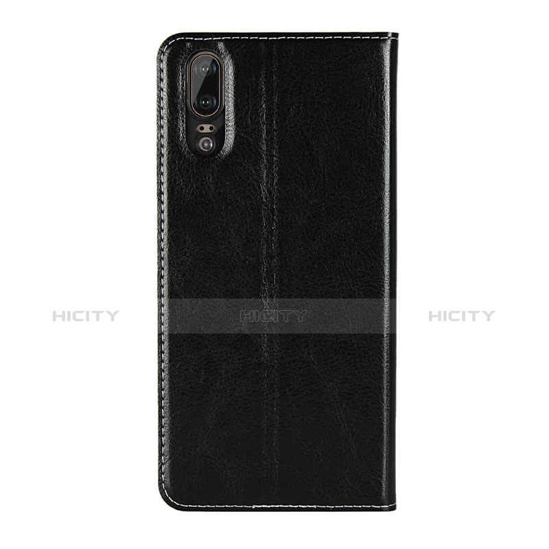 Funda de Cuero Cartera con Soporte L02 para Huawei P20 Negro