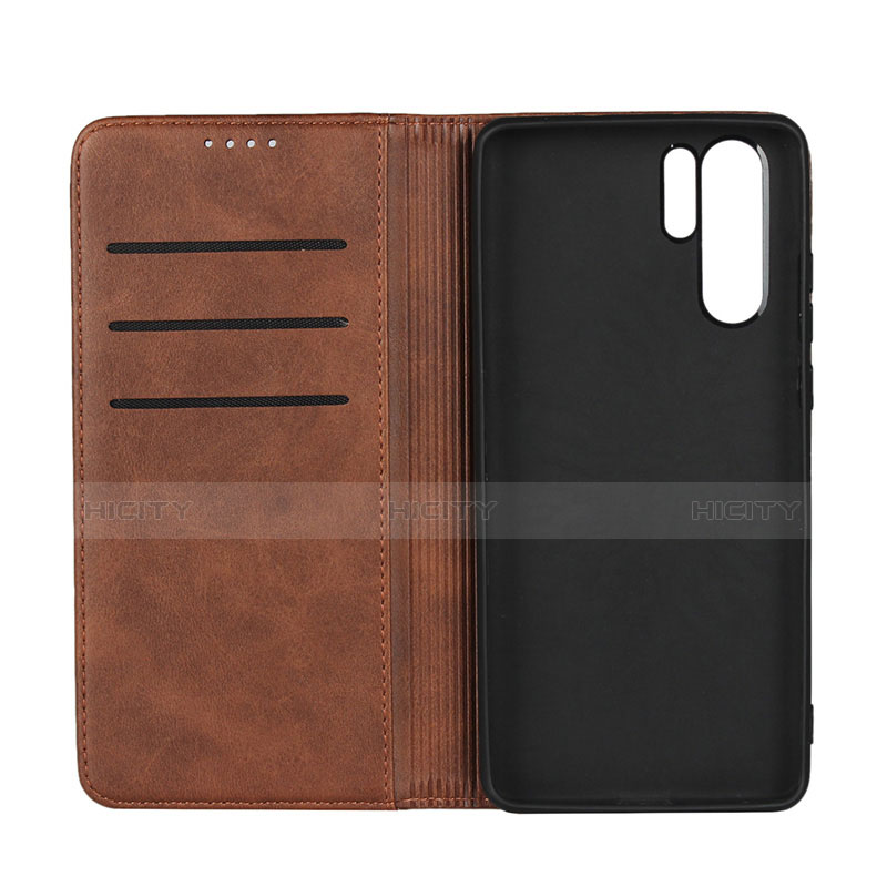 Funda de Cuero Cartera con Soporte L02 para Huawei P30 Pro Marron