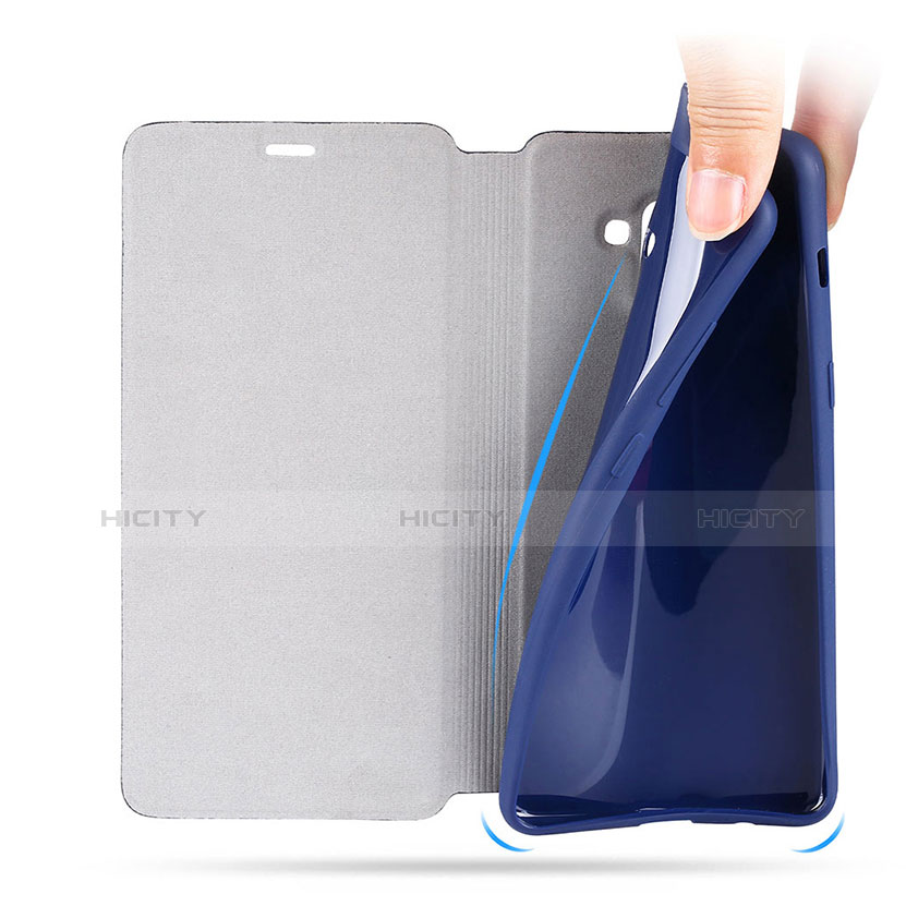 Funda de Cuero Cartera con Soporte L02 para Samsung Galaxy A8 (2018) Duos A530F Azul