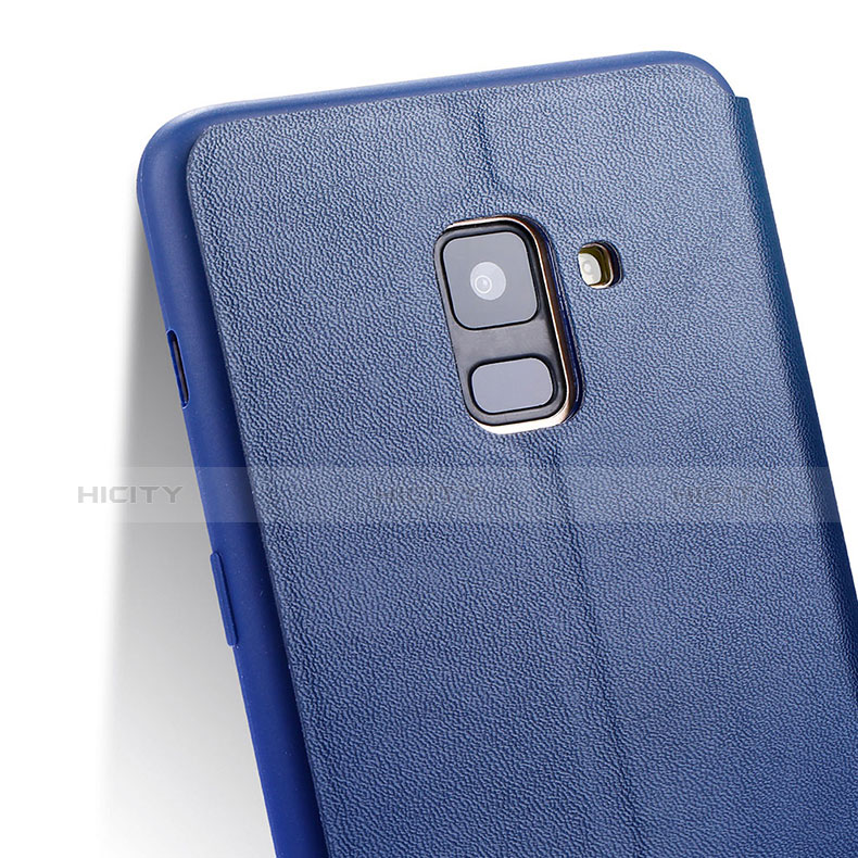 Funda de Cuero Cartera con Soporte L02 para Samsung Galaxy A8 (2018) Duos A530F Azul