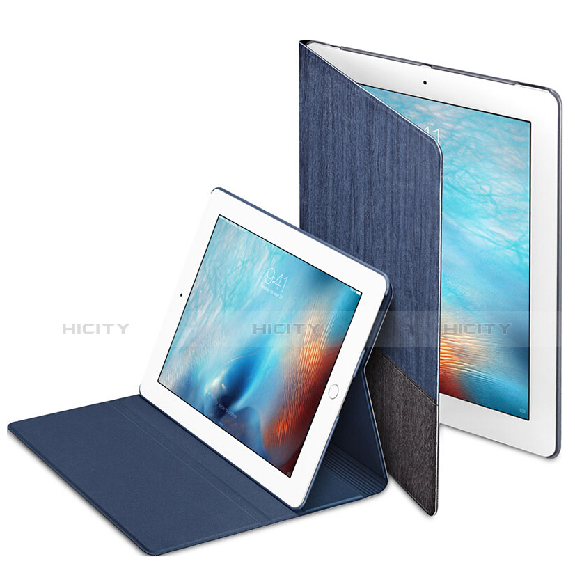 Funda de Cuero Cartera con Soporte L03 para Apple iPad 4 Azul