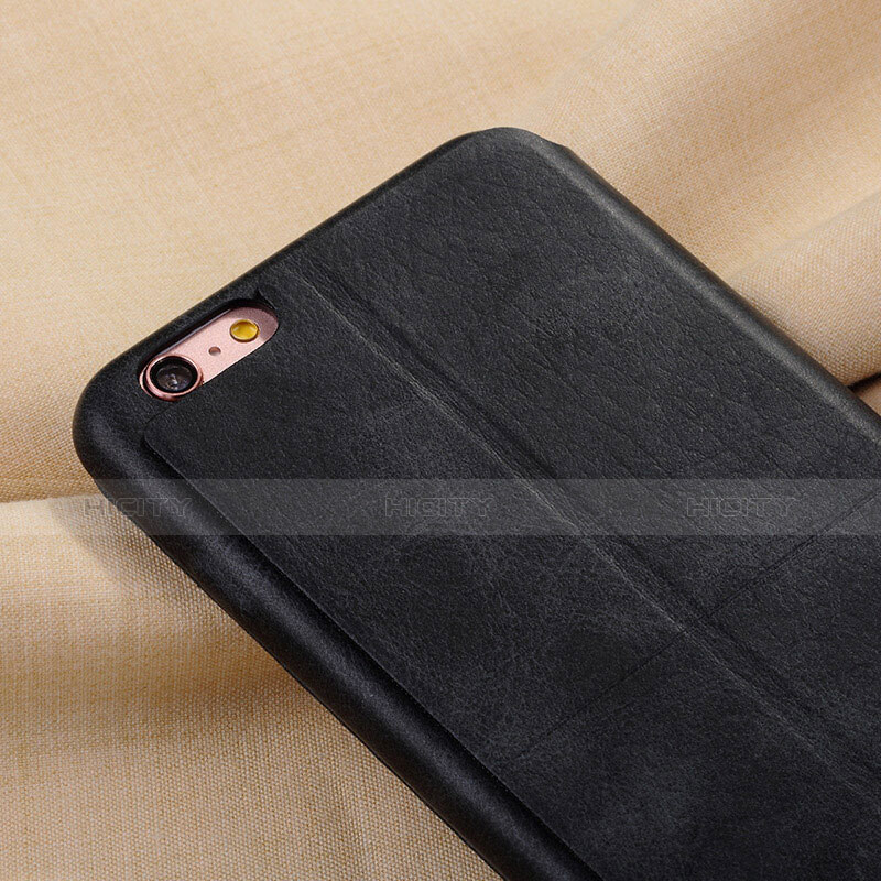 Funda de Cuero Cartera con Soporte L04 para Apple iPhone 6 Negro