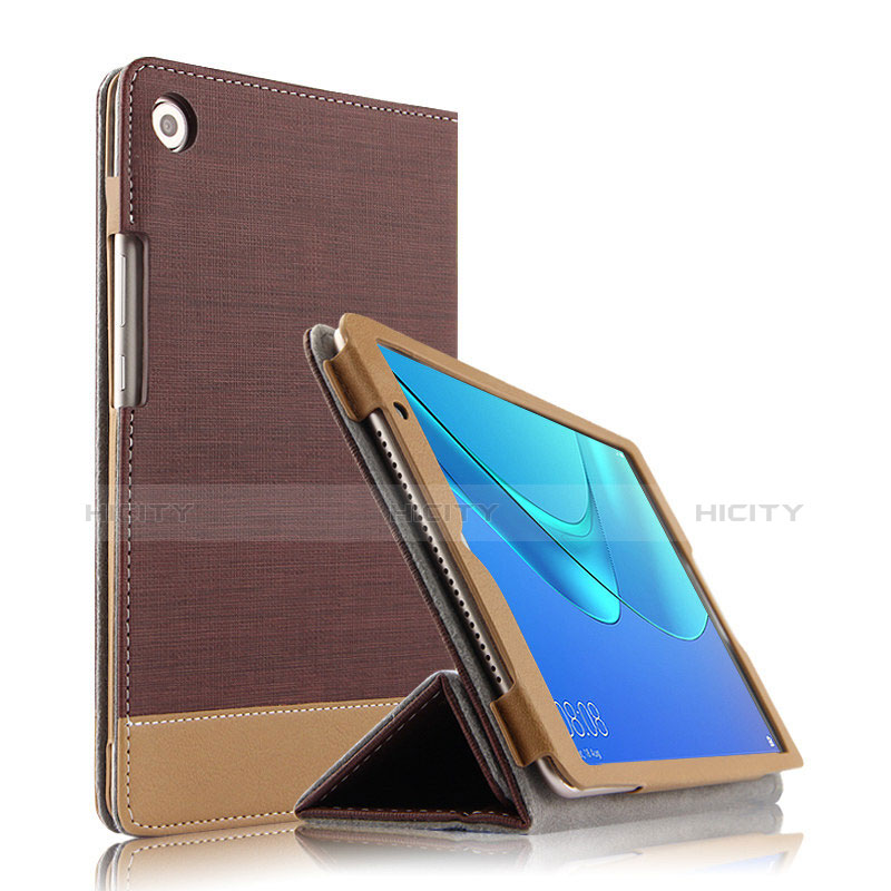 Funda de Cuero Cartera con Soporte L04 para Huawei MediaPad M5 8.4 SHT-AL09 SHT-W09 Marron