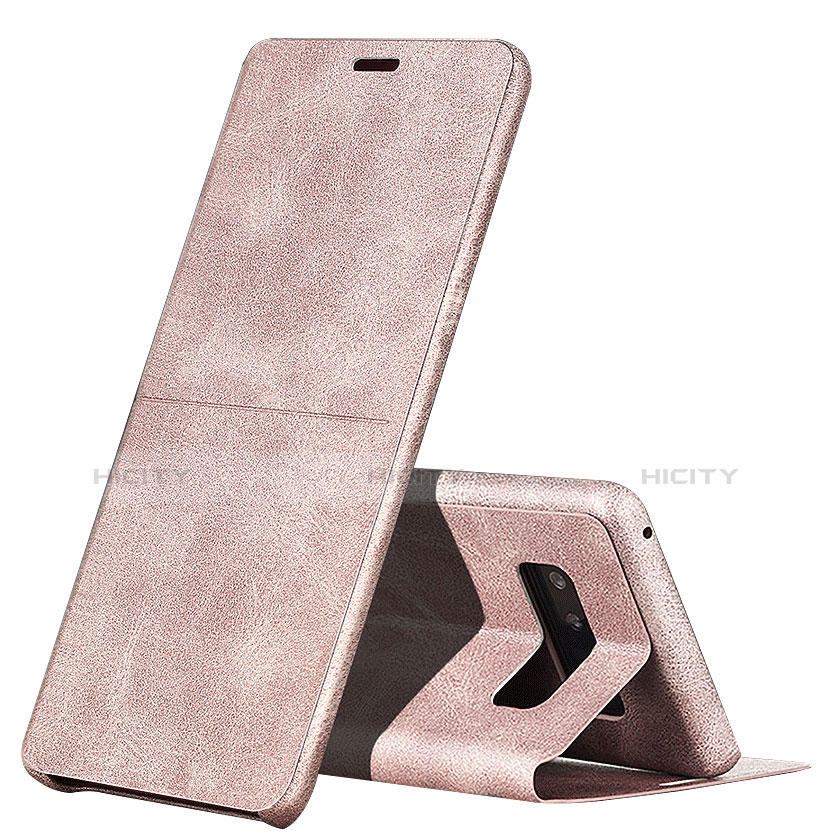 Funda de Cuero Cartera con Soporte L04 para Samsung Galaxy Note 8 Duos N950F Rosa