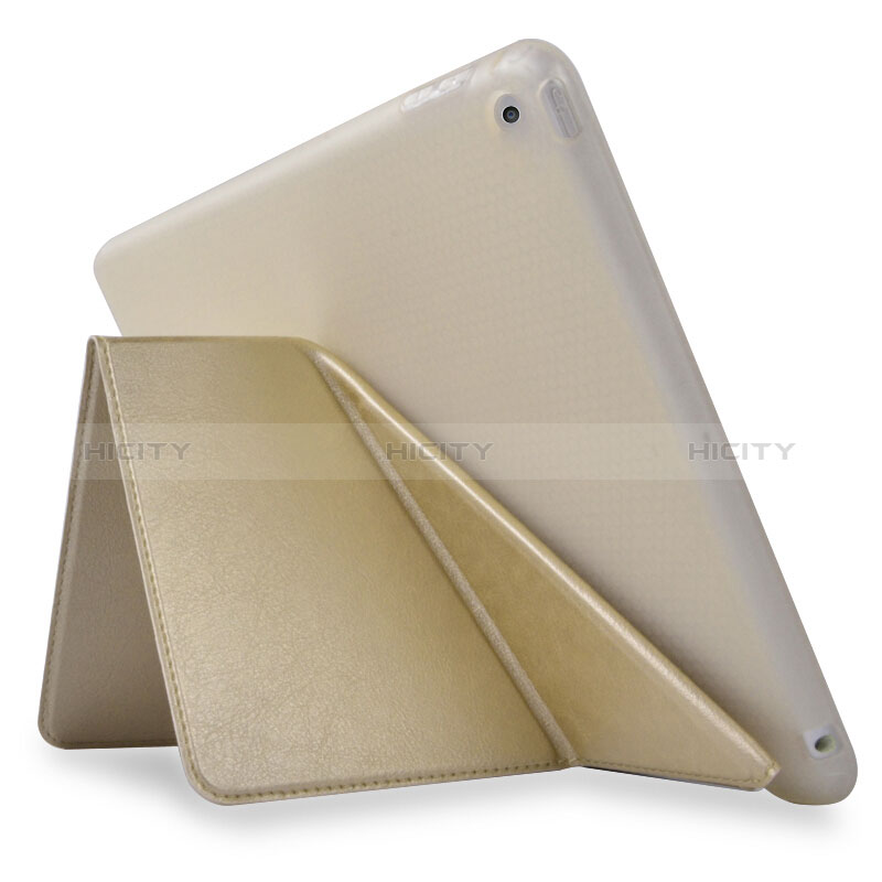 Funda de Cuero Cartera con Soporte L08 para Apple New iPad 9.7 (2018) Oro