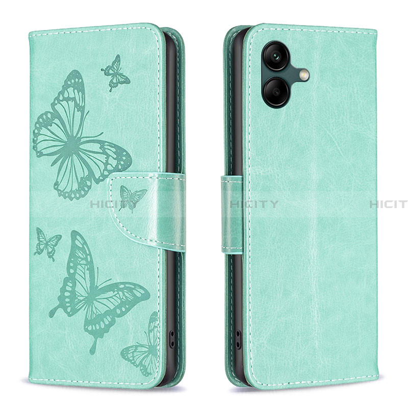 Funda de Cuero Cartera con Soporte Mariposa Carcasa B01F para Samsung Galaxy A04 4G Verde