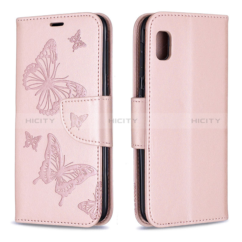 Funda de Cuero Cartera con Soporte Mariposa Carcasa B01F para Samsung Galaxy A10e Oro Rosa