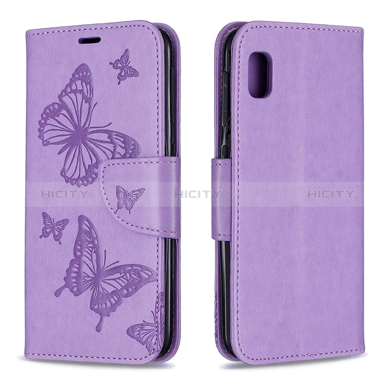 Funda de Cuero Cartera con Soporte Mariposa Carcasa B01F para Samsung Galaxy A10e Purpura Claro