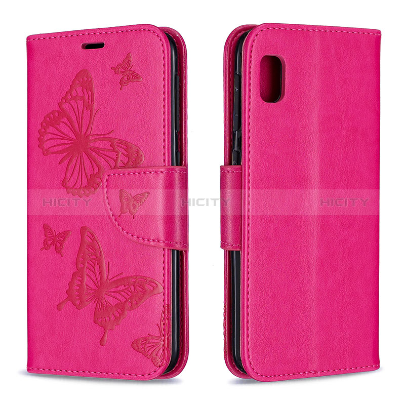 Funda de Cuero Cartera con Soporte Mariposa Carcasa B01F para Samsung Galaxy A10e Rosa Roja