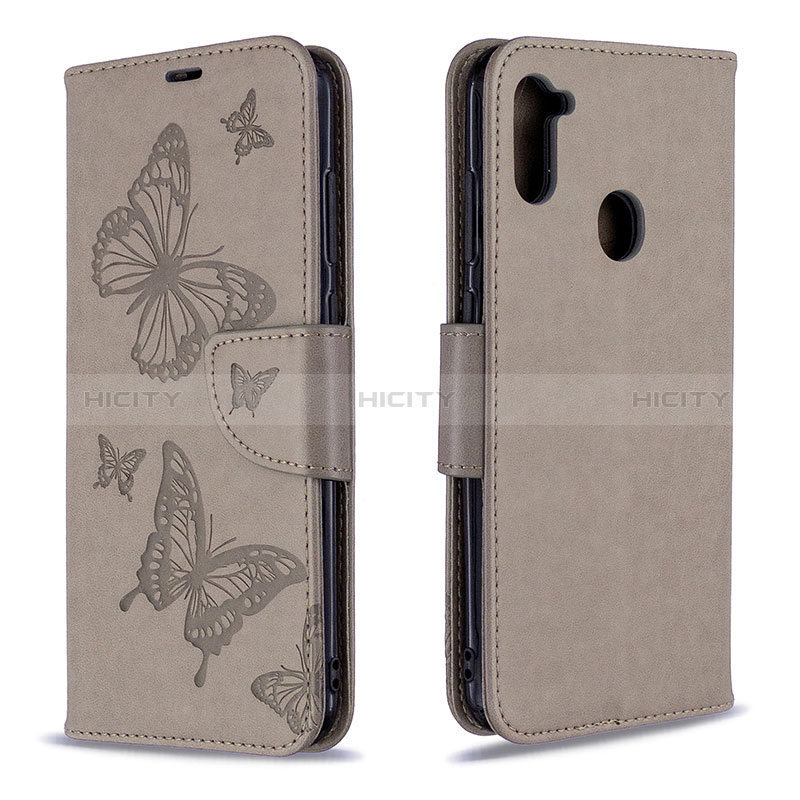 Funda de Cuero Cartera con Soporte Mariposa Carcasa B01F para Samsung Galaxy A11 Gris