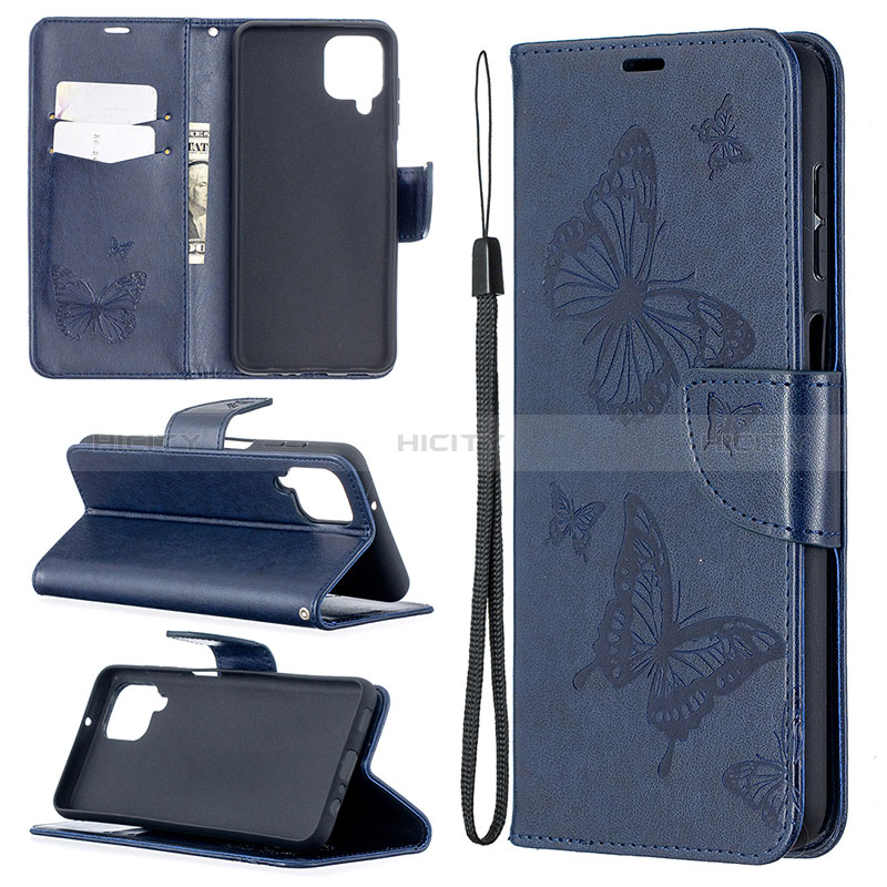 Funda de Cuero Cartera con Soporte Mariposa Carcasa B01F para Samsung Galaxy A12