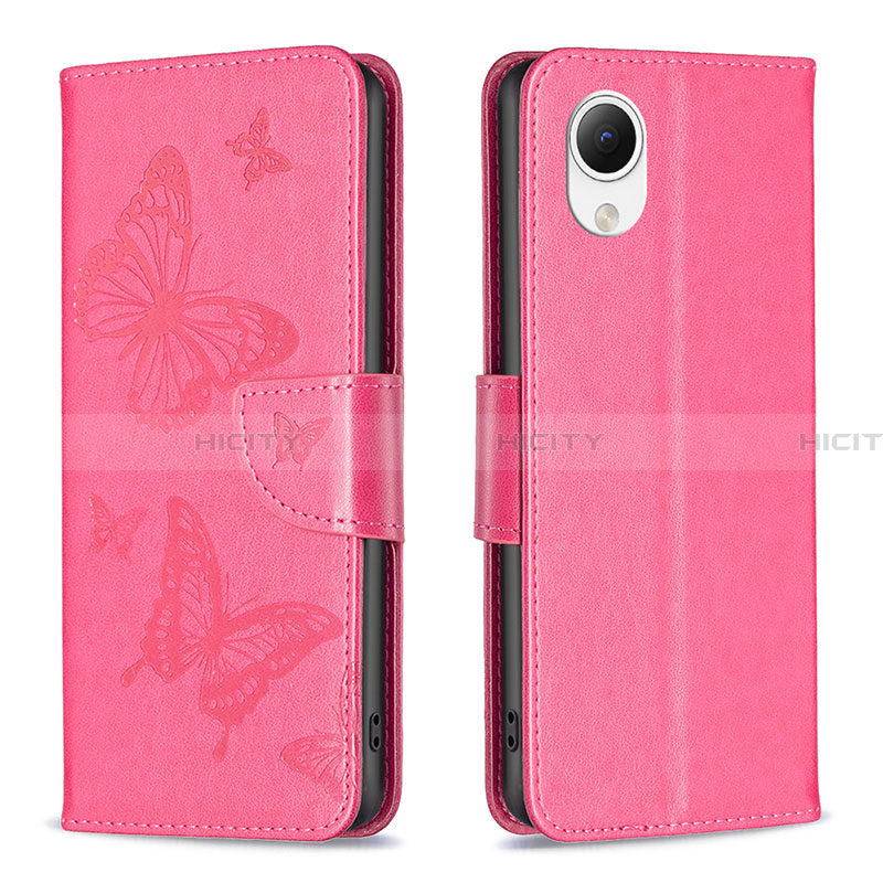 Funda de Cuero Cartera con Soporte Mariposa Carcasa B01F para Samsung Galaxy A23 5G SC-56C Rosa Roja