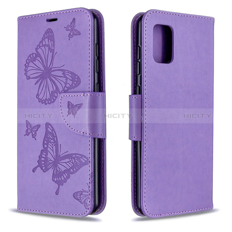 Funda de Cuero Cartera con Soporte Mariposa Carcasa B01F para Samsung Galaxy A31 Purpura Claro