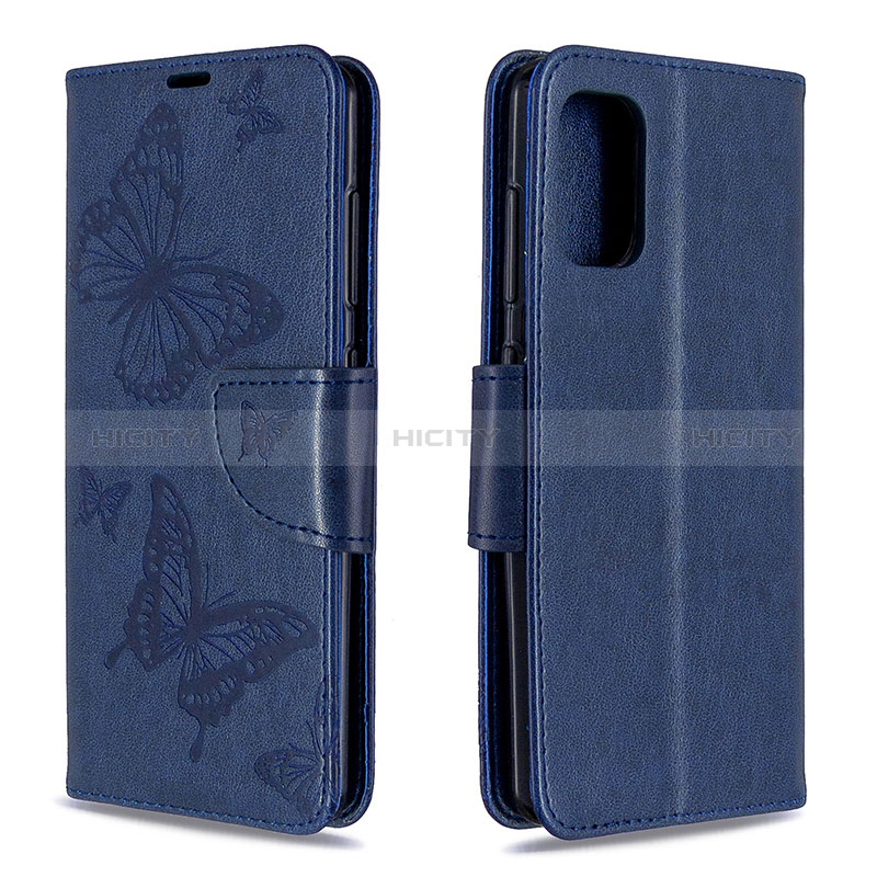 Funda de Cuero Cartera con Soporte Mariposa Carcasa B01F para Samsung Galaxy A41 Azul