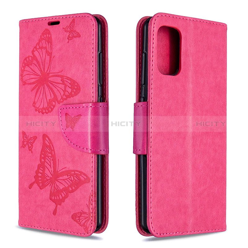 Funda de Cuero Cartera con Soporte Mariposa Carcasa B01F para Samsung Galaxy A41 Rosa Roja