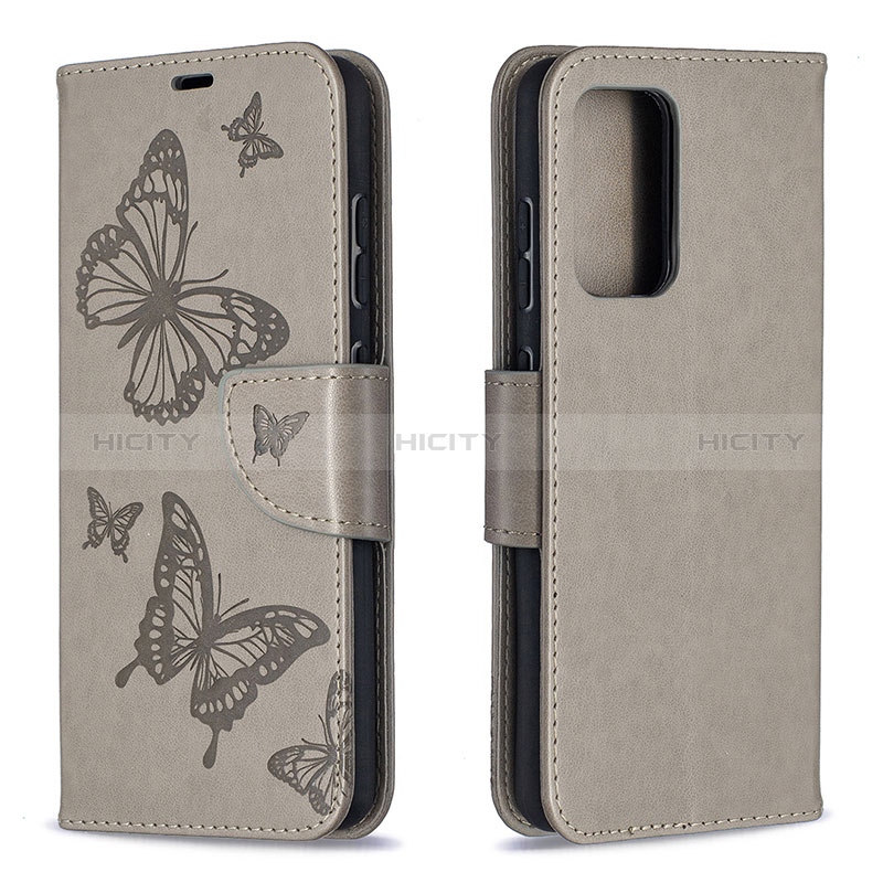 Funda de Cuero Cartera con Soporte Mariposa Carcasa B01F para Samsung Galaxy A52s 5G Gris