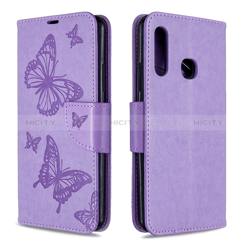 Funda de Cuero Cartera con Soporte Mariposa Carcasa B01F para Samsung Galaxy A70E Purpura Claro