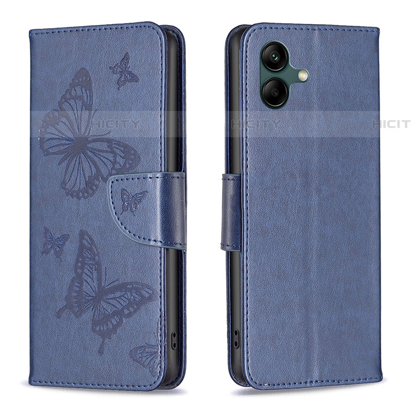 Funda de Cuero Cartera con Soporte Mariposa Carcasa B01F para Samsung Galaxy F04 Azul